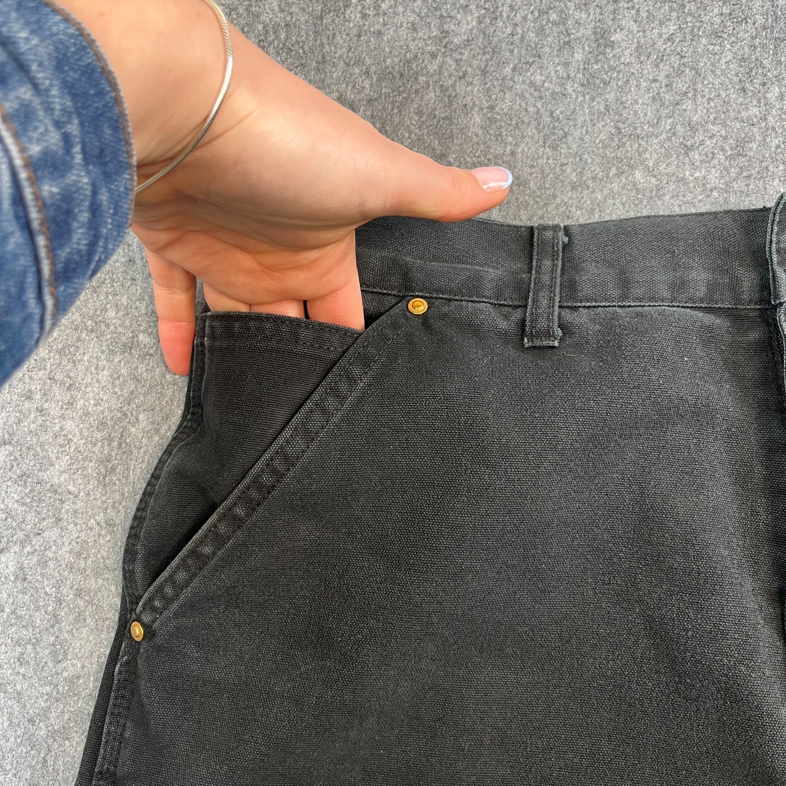 Vintage Carhartt Mens Jeans Double Knee Straight 34 32 Carpenter Loop Black