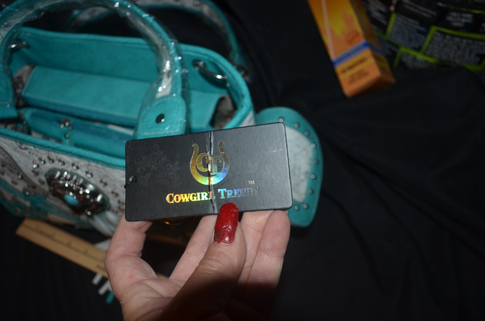 Cowgirl Trendy Purse & Wallet Gun Conceal Purse New Turquoise and White