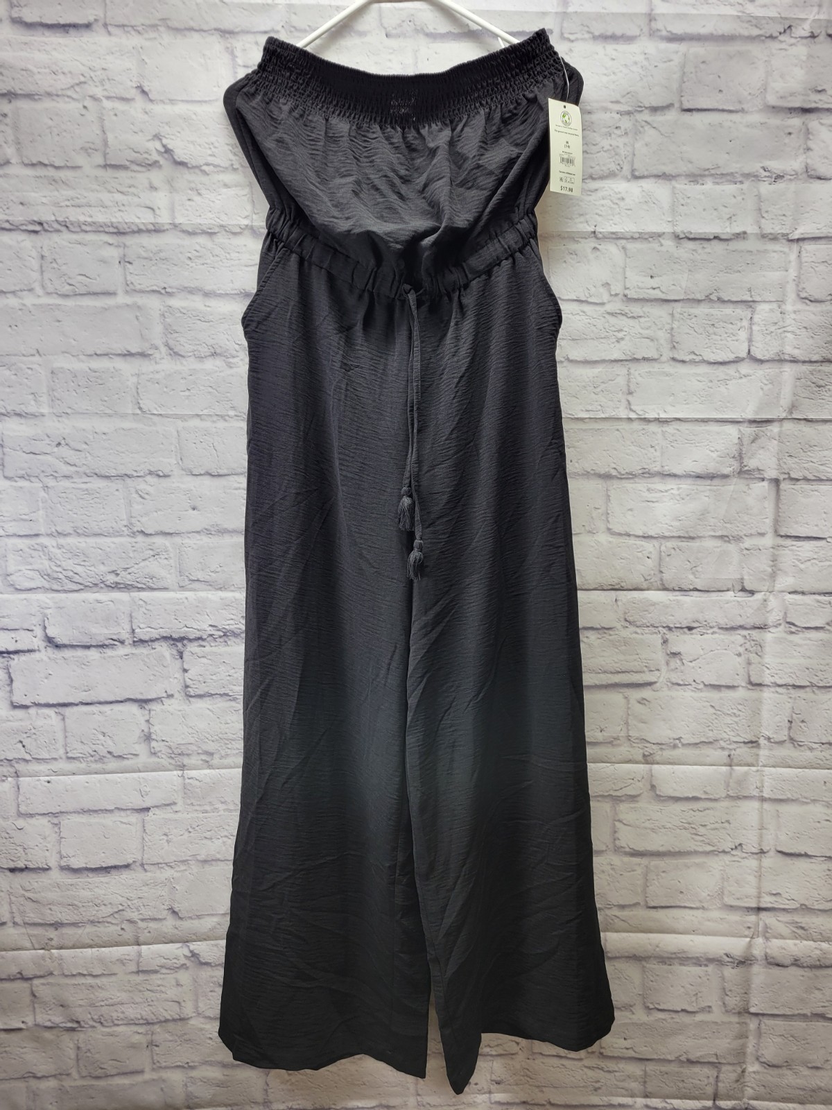 No Boundaries Juniors’ Tube Jumpsuit, 29” Inseam, Size M 7-9 Black Soot