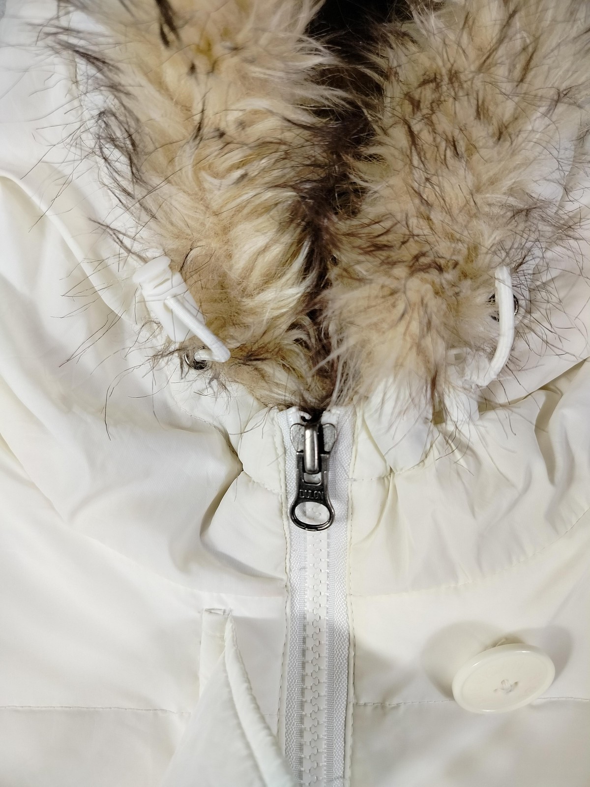 American Eagle Outfitters Jacket Womens Medium White Hooded Down Puffer Faux Fur