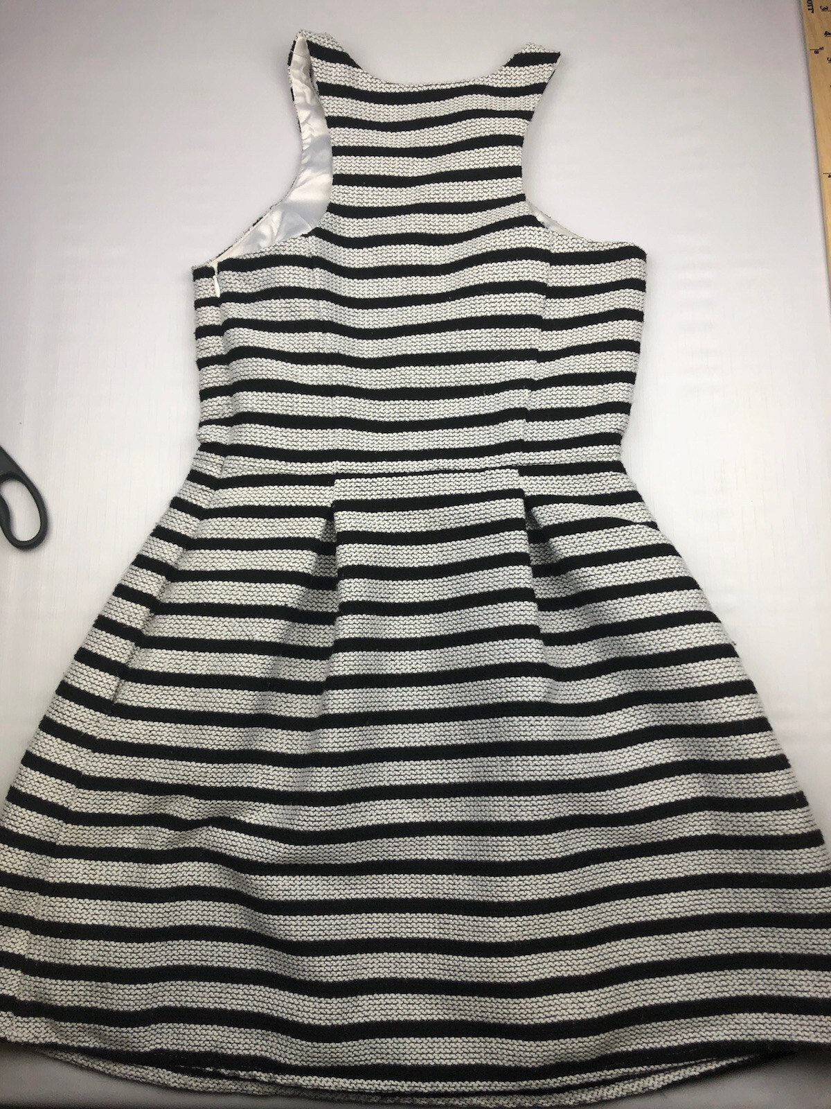 Express Women’s Size 2 Black White Striped Fit & Flare Short Pleated Party Dress