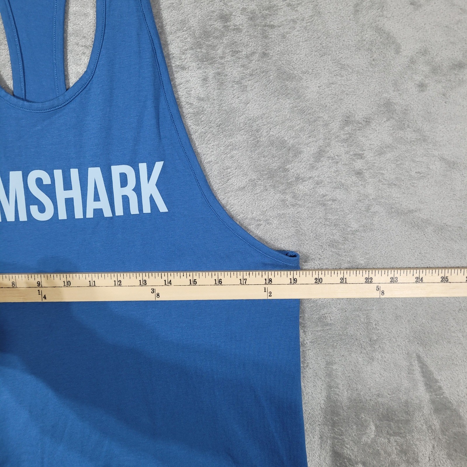 Gymshark Tank Top Mens Large Blue Stringer Racerback Graphic Logo Cotton Blend