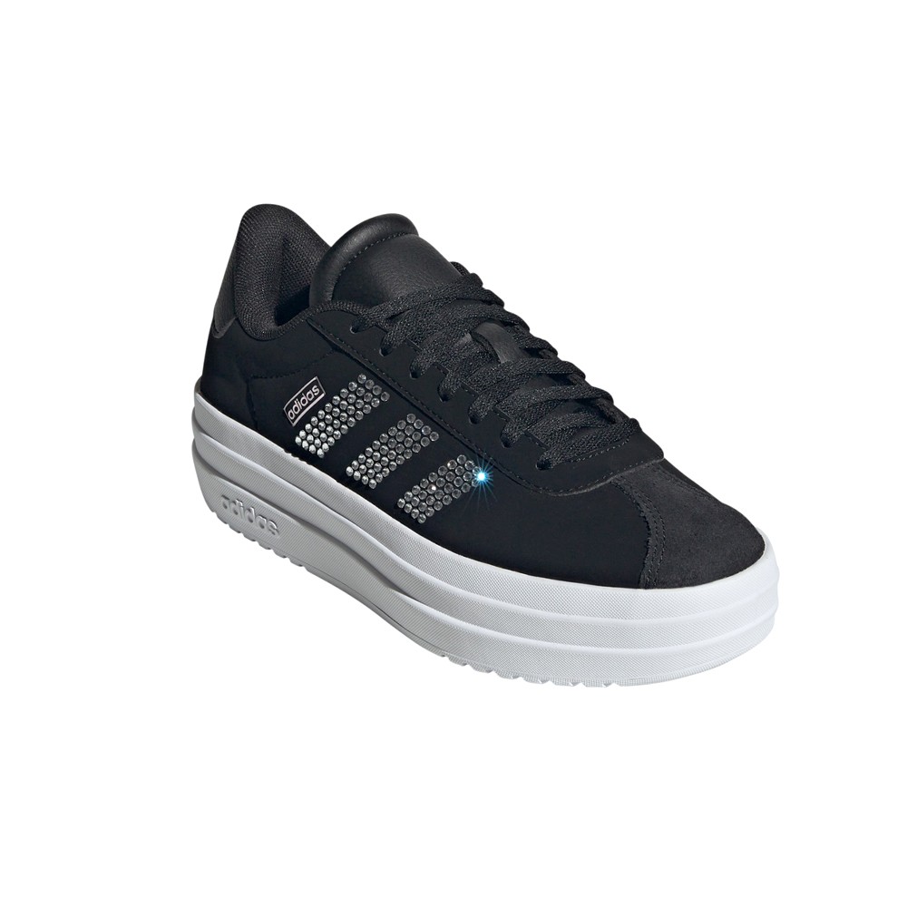 adidas Vl Court Bold Lace Up Youth Girls Black, White Sneakers Casual Shoes IH0