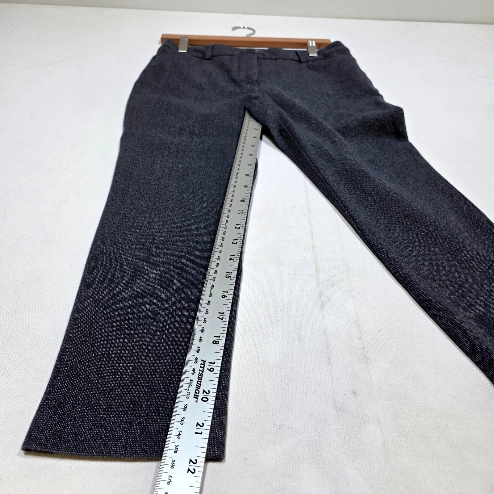 LOFT The Sutton Skinny Pants Womens 6P Gray Textured Slim Fit Dress Trousers