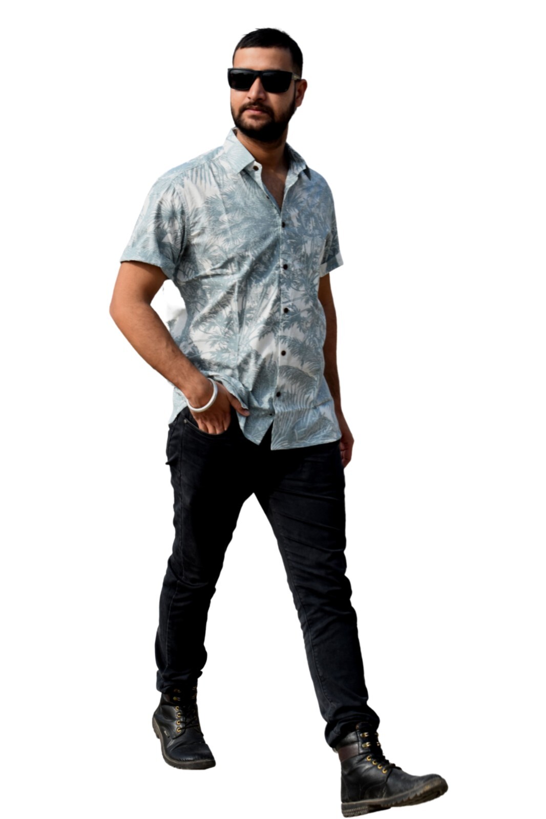 Indian Grey Cotton Groom Men’s Shirt Wedding Dress Handmade 2XL Size Boy Shirts