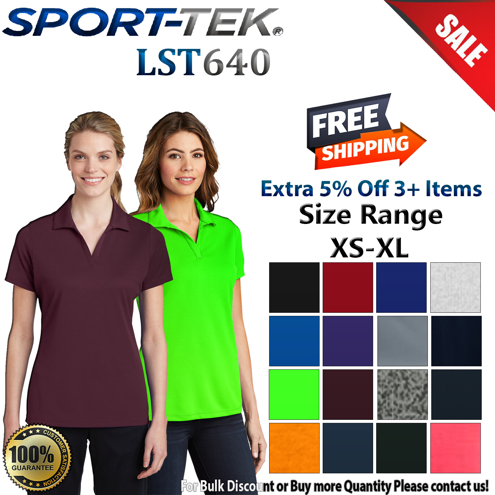 Sport-Tek LST640 Womens Short Sleeve Dri-Fit Moisture Wicking RacerMesh Polo