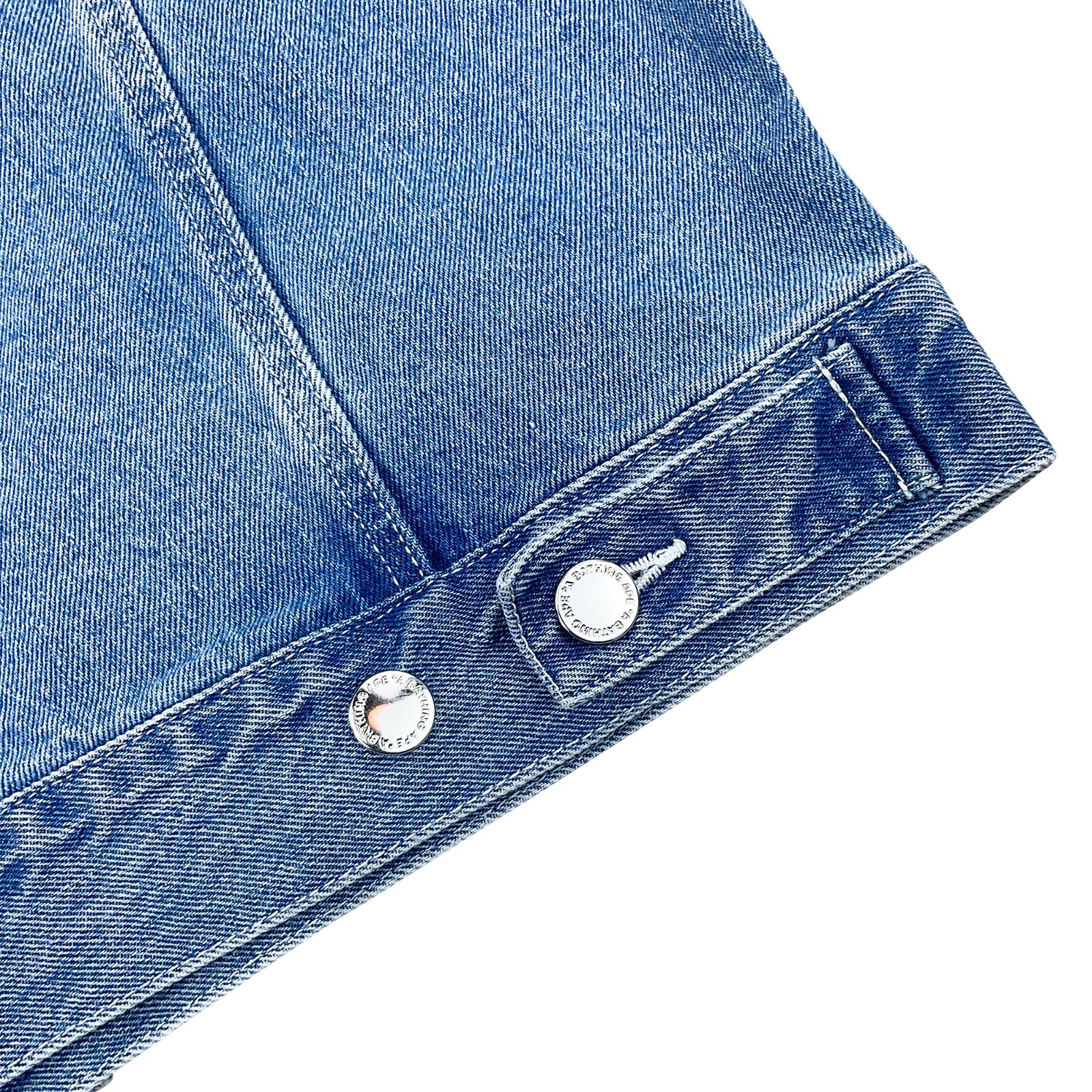 BAPE Metal Logo Pin Denim Jacket Light Indigo | A Bathing Ape