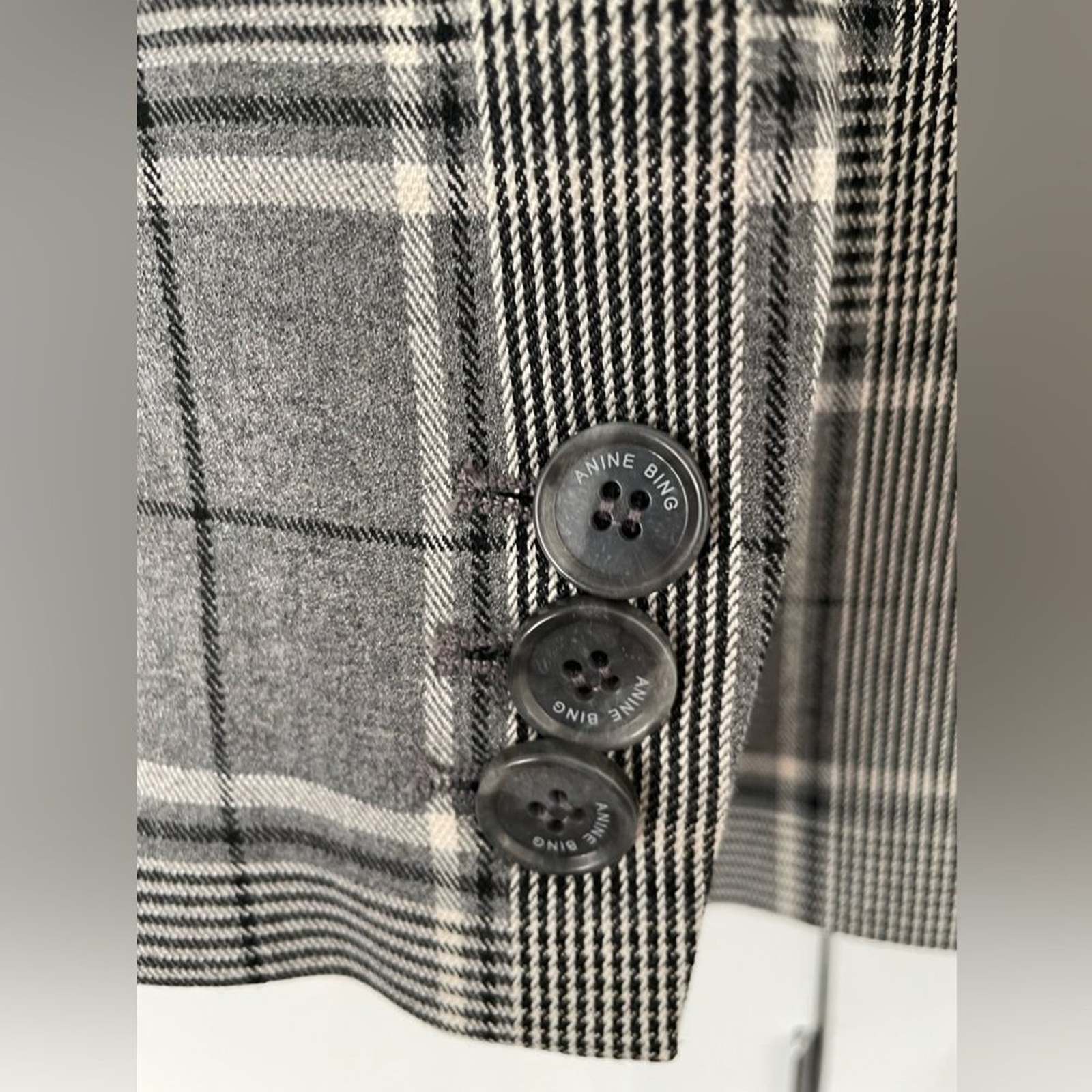Anine Bing Madeleine Blazer in grey plaid NWT