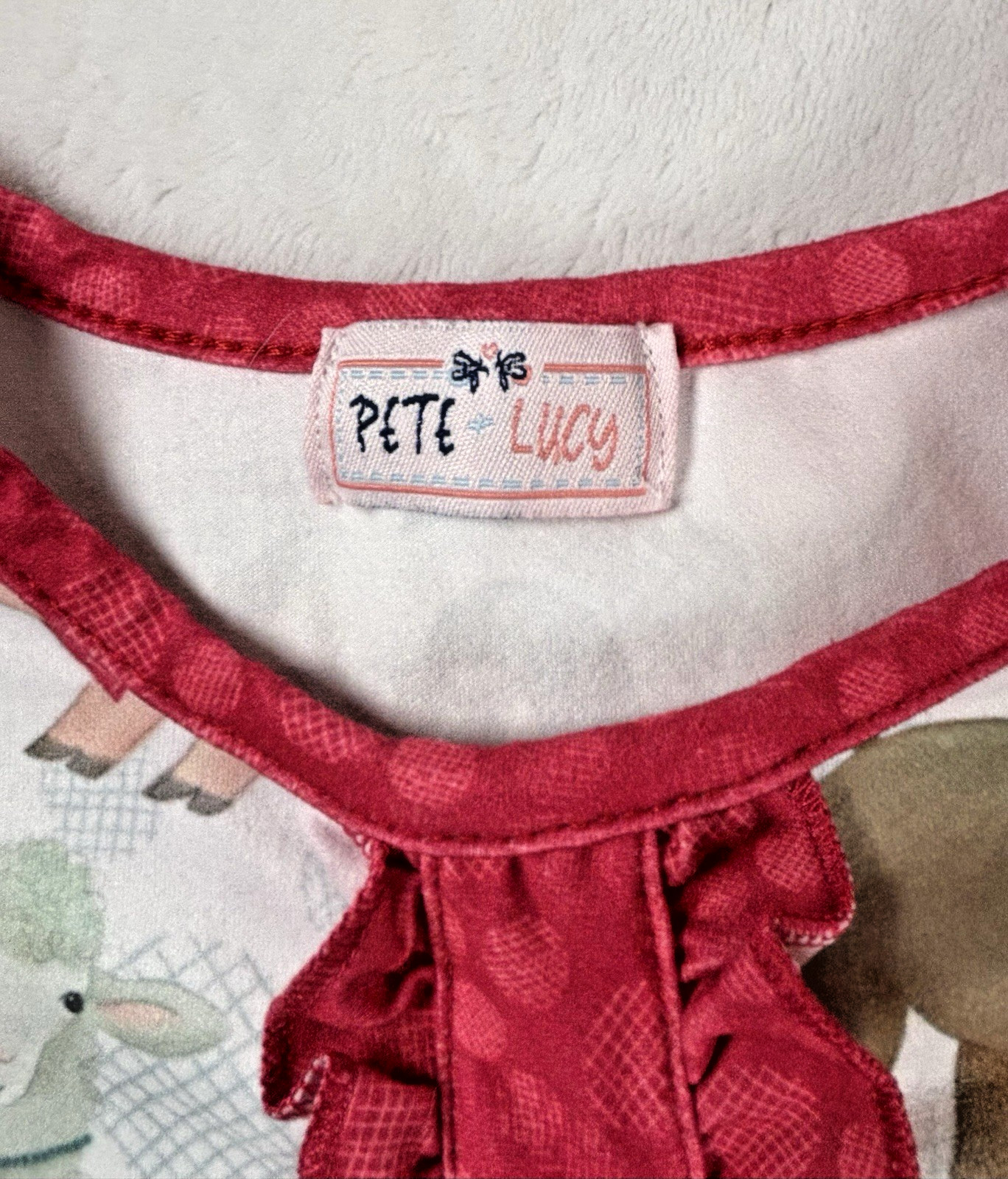 Pete + Lucy Farm Animal Apple Print Romper 18-24M Ruffle Boutique Outfit