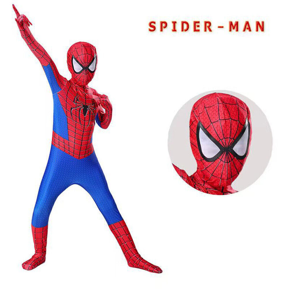 Kids SpiderMan Cosplay Costume Boys Tobey Maguire Outfit Jumpsuit Fancy Dress