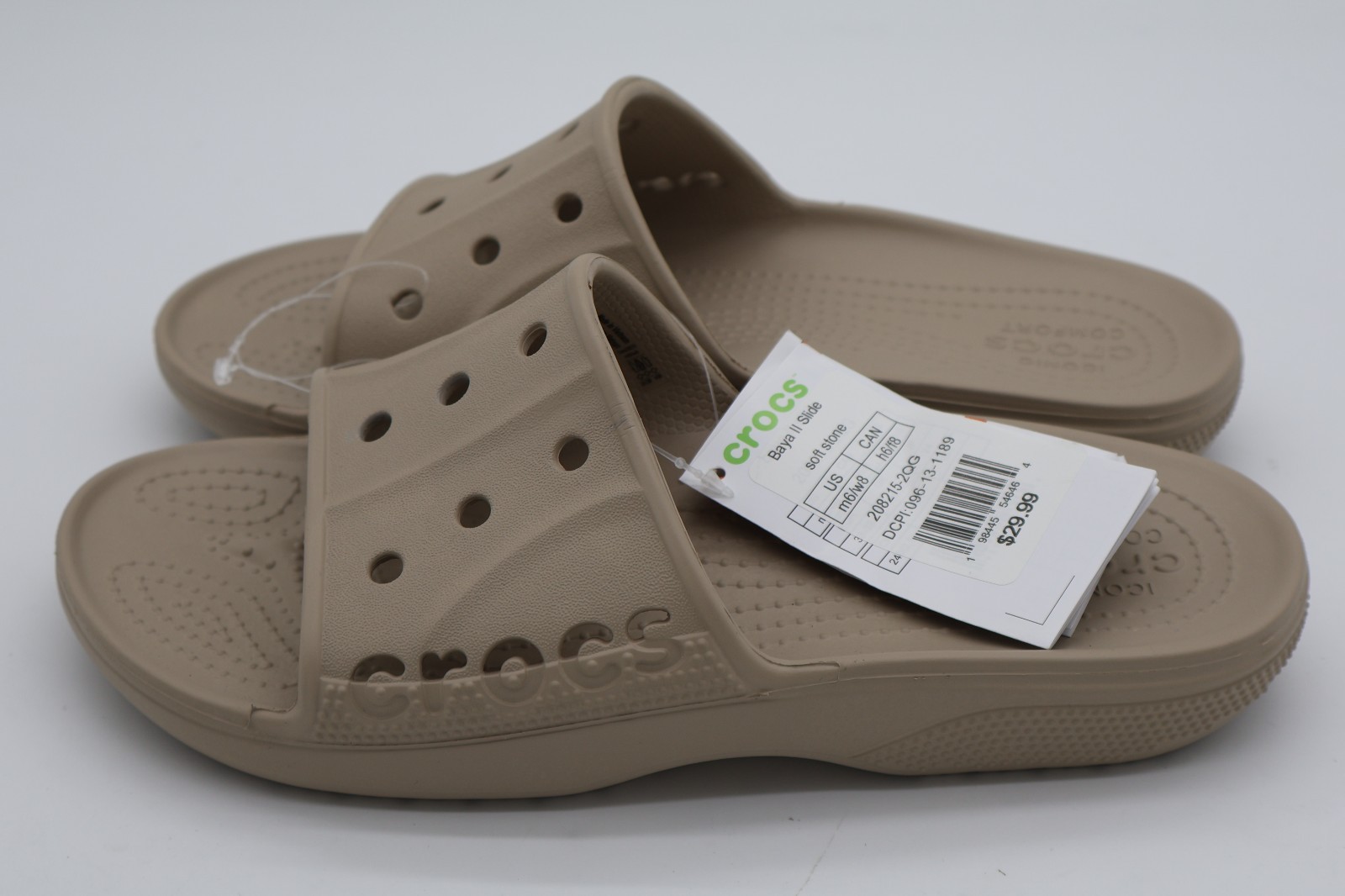 Crocs Baya Slide Sandals Cobblestone Tan & Off Pink Unisex M-6/W-8 Lot of 2