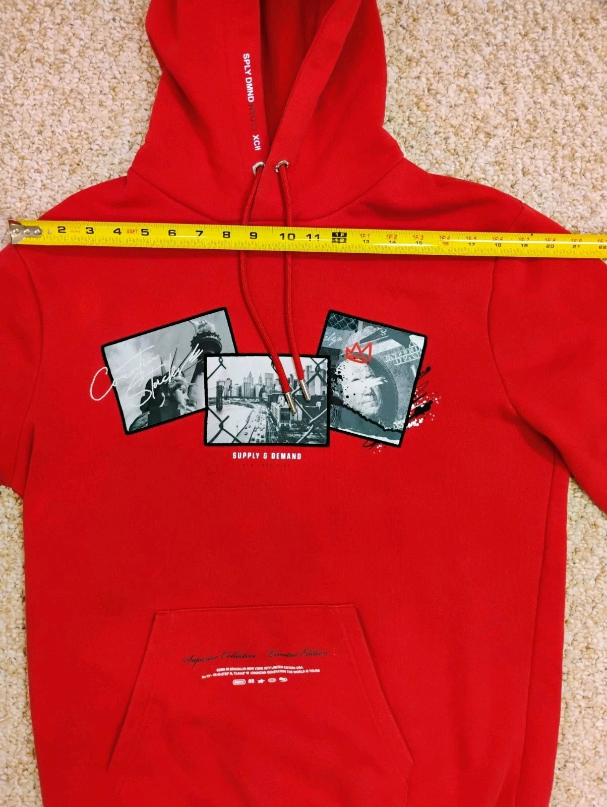 Supply & Demand Red Hoodie NY Superior Collective Graphic Streetwear Red Men Med