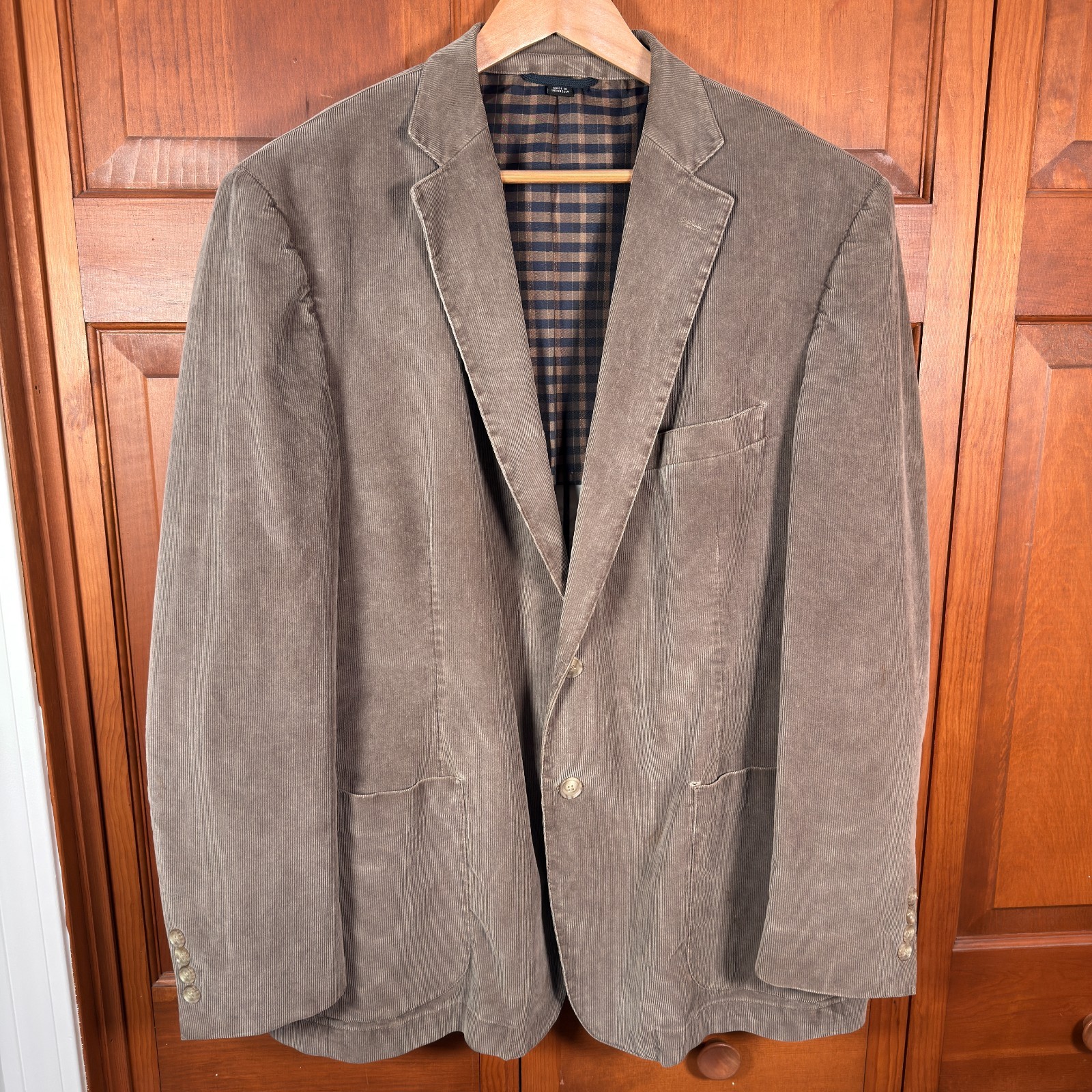 Haspel Corduroy Blazer Mens 46R Brown 2 Button Sport Cotton Half Lined *READ
