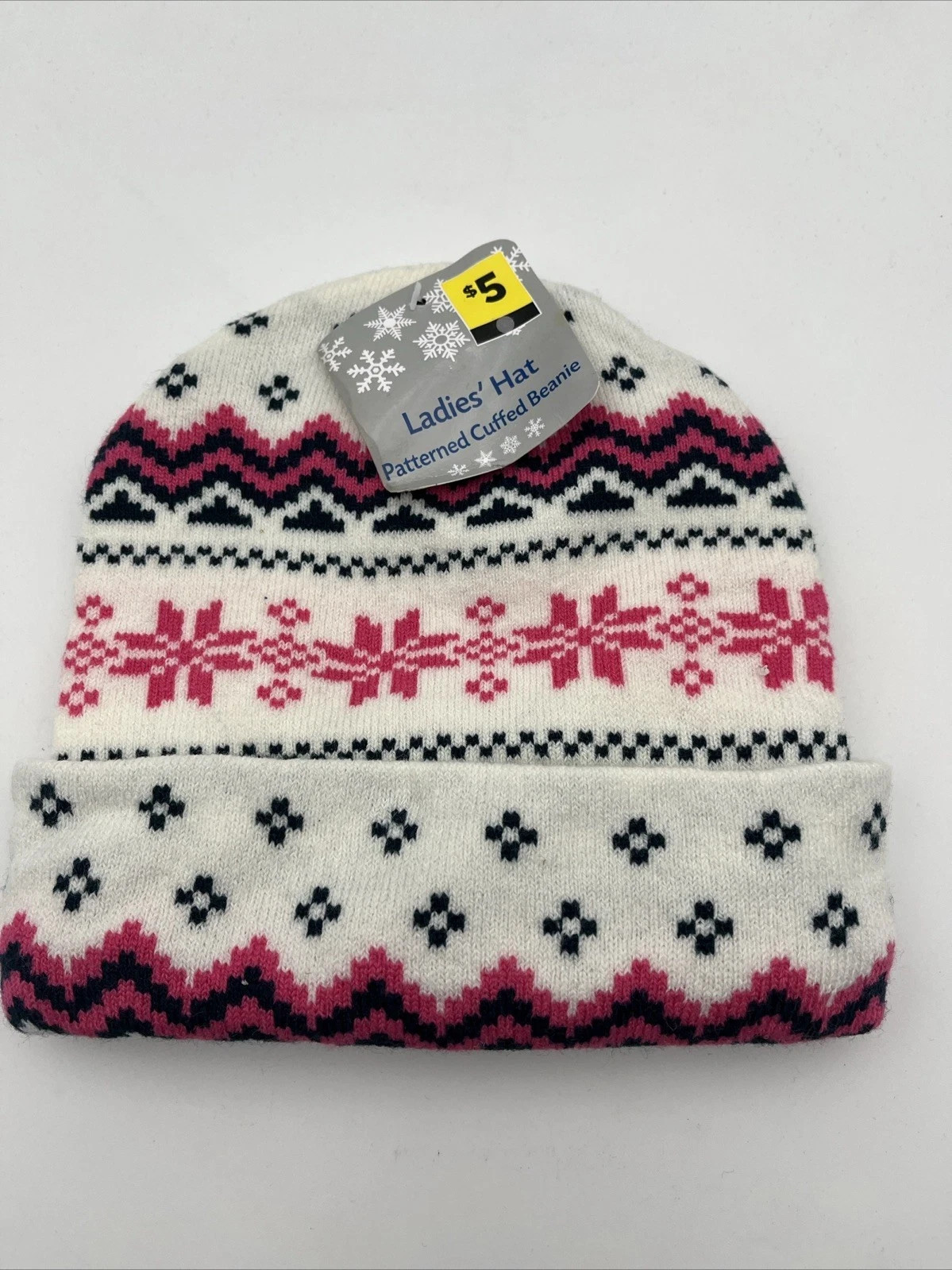 Ladies Multi Color Hat Patterned Cuffed Beanie