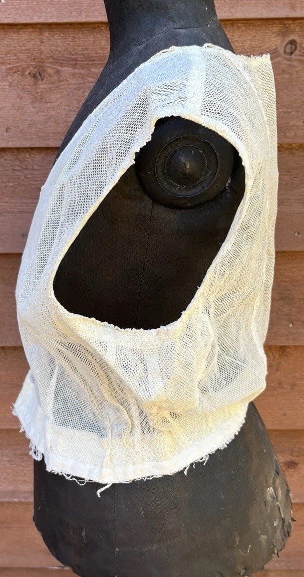 Edwardian Ladies Net Lace Corset Cover, Tatted Lace, Hook Eye Closures