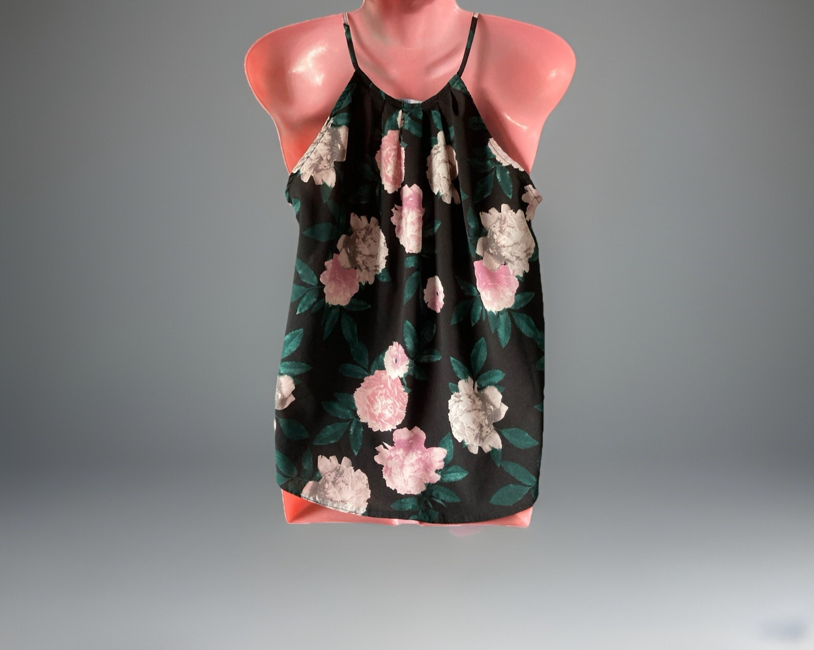 Ladies Set 2 Cami Tops Silky Black Pink Rose / Red White Floral Size 10 BNWOT