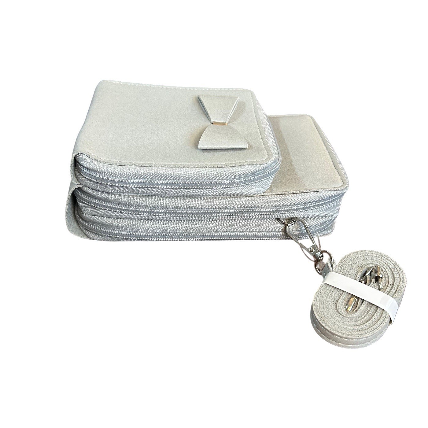 Crossbody Bag Wallet Triple Zip Pockets Removeable Strap 3D Bow Multifunctional