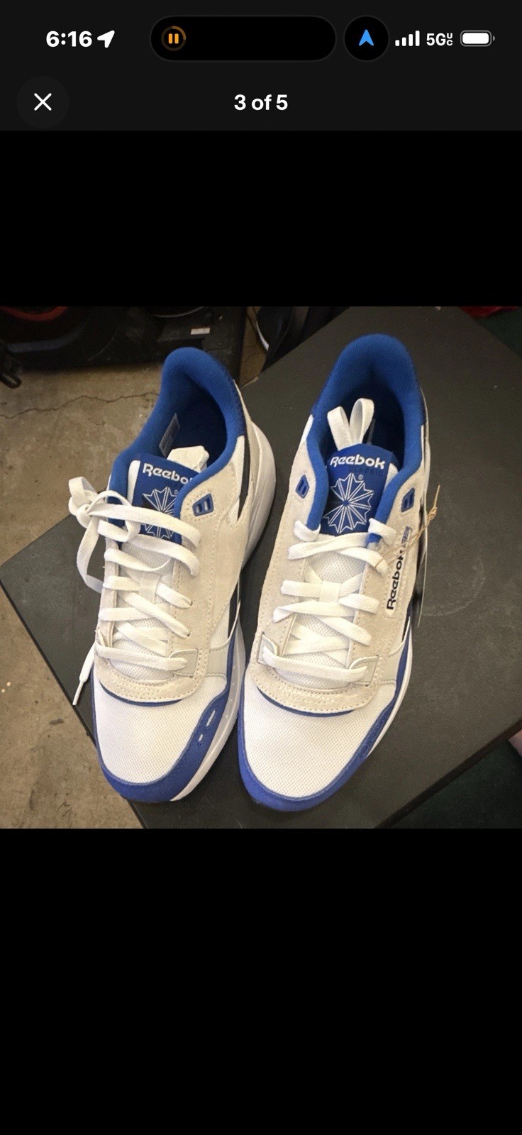 Reebok Classic Leather 2400 Low Top Suede Lace-Up Sneakers White/Blue/Black