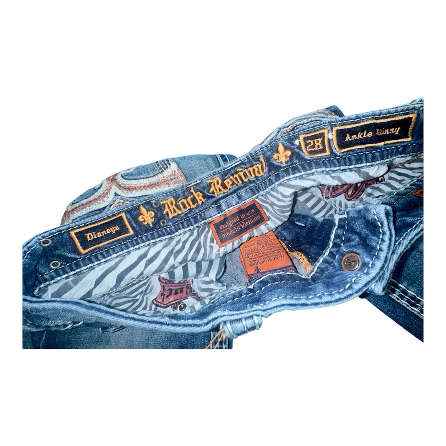 Rock Revival Mcbling Dianeya Ankle Skinny Jeans Size 28