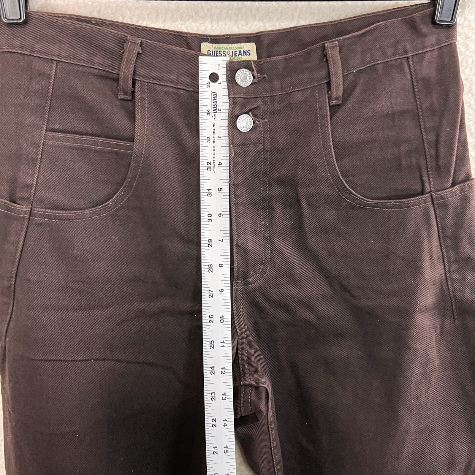 VTG Guess Jeans Men 31 x 32 Brown Button Zip Fly 80s 90s Relaxed Baggy USA 38075