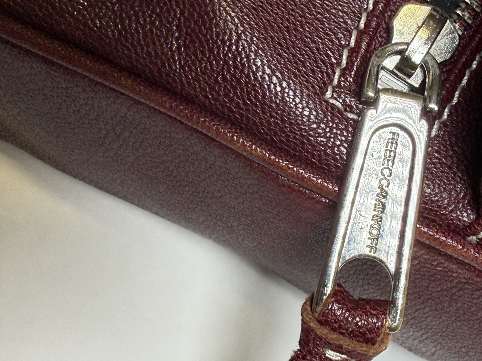 Rebecca Minkoff Mini Mac Crossbody Bag Maroon Leather Purse Chain Strap Studded