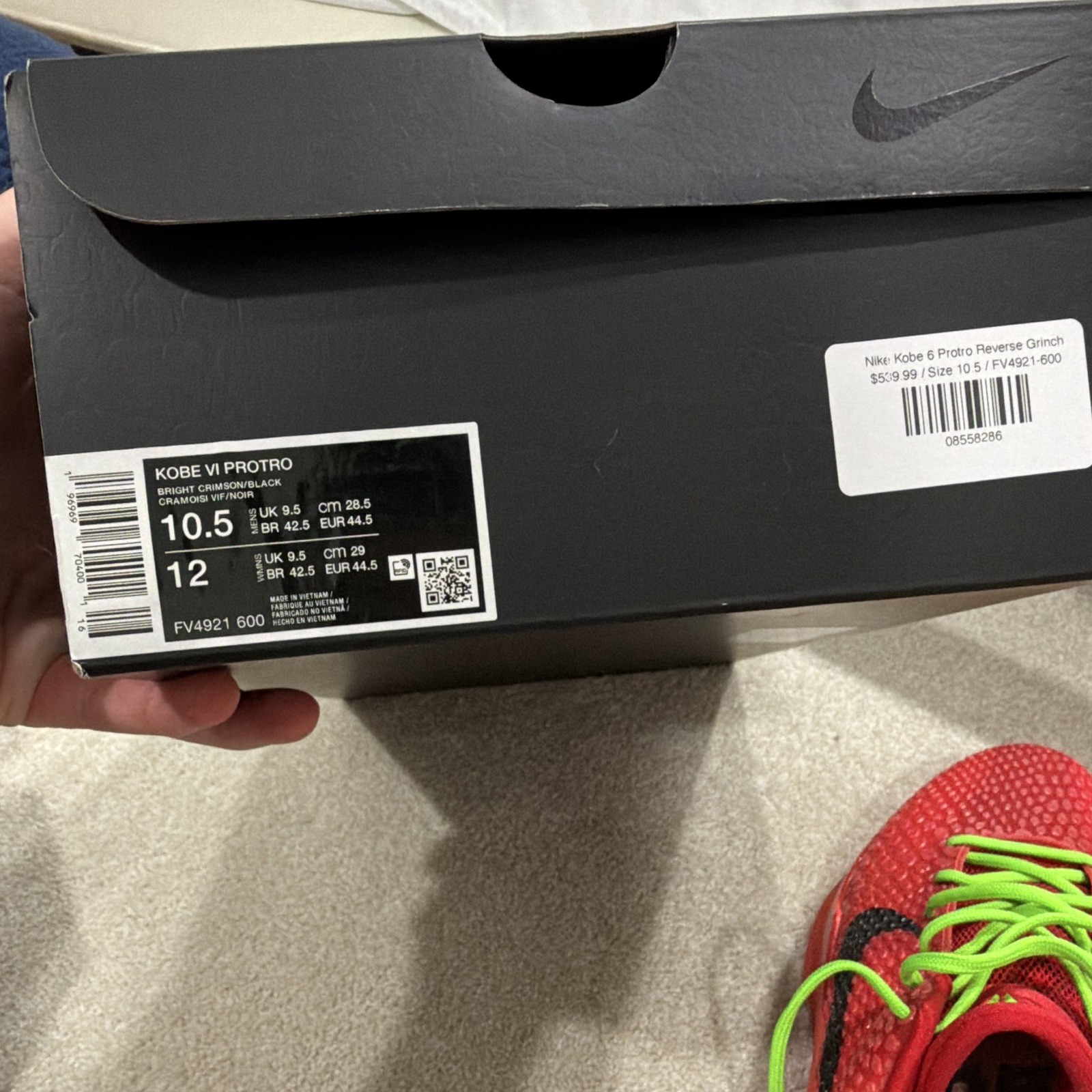 Nike Zoom Kobe 6 Protro Reverse Grinch Red/Green/Black Low Top FV4921-600