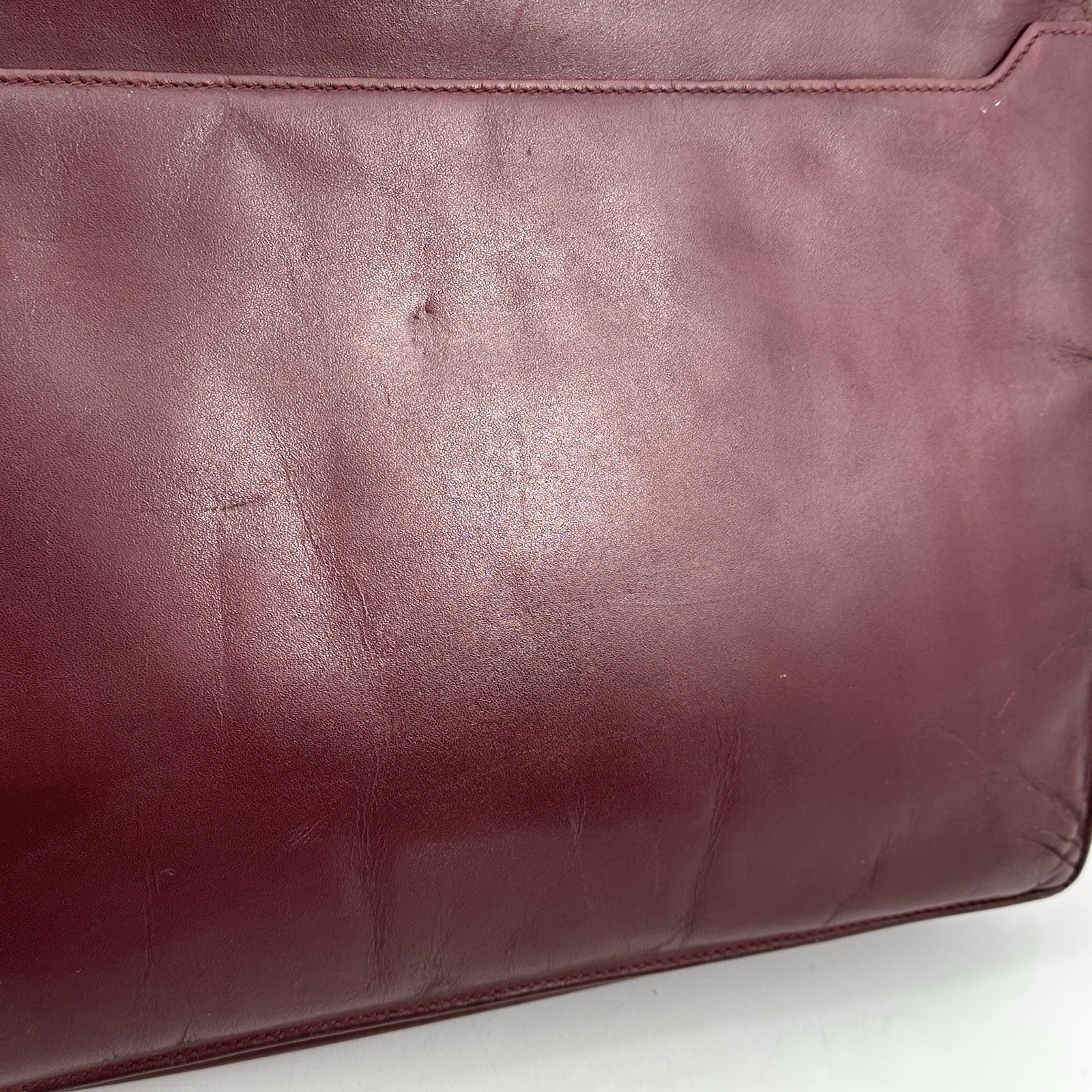 Cartier Briefcase Business Bag Leather Bordeaux Authentic