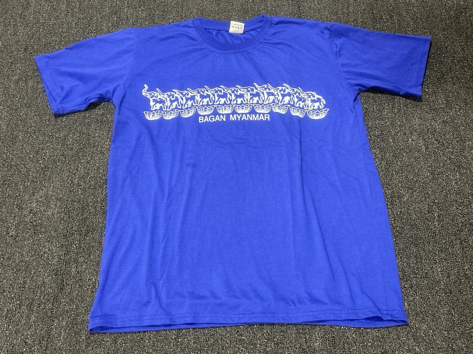 Bagan Myanmar Elephant Graphics Blue Souvenir T-Shirt Womens 2XL XXL