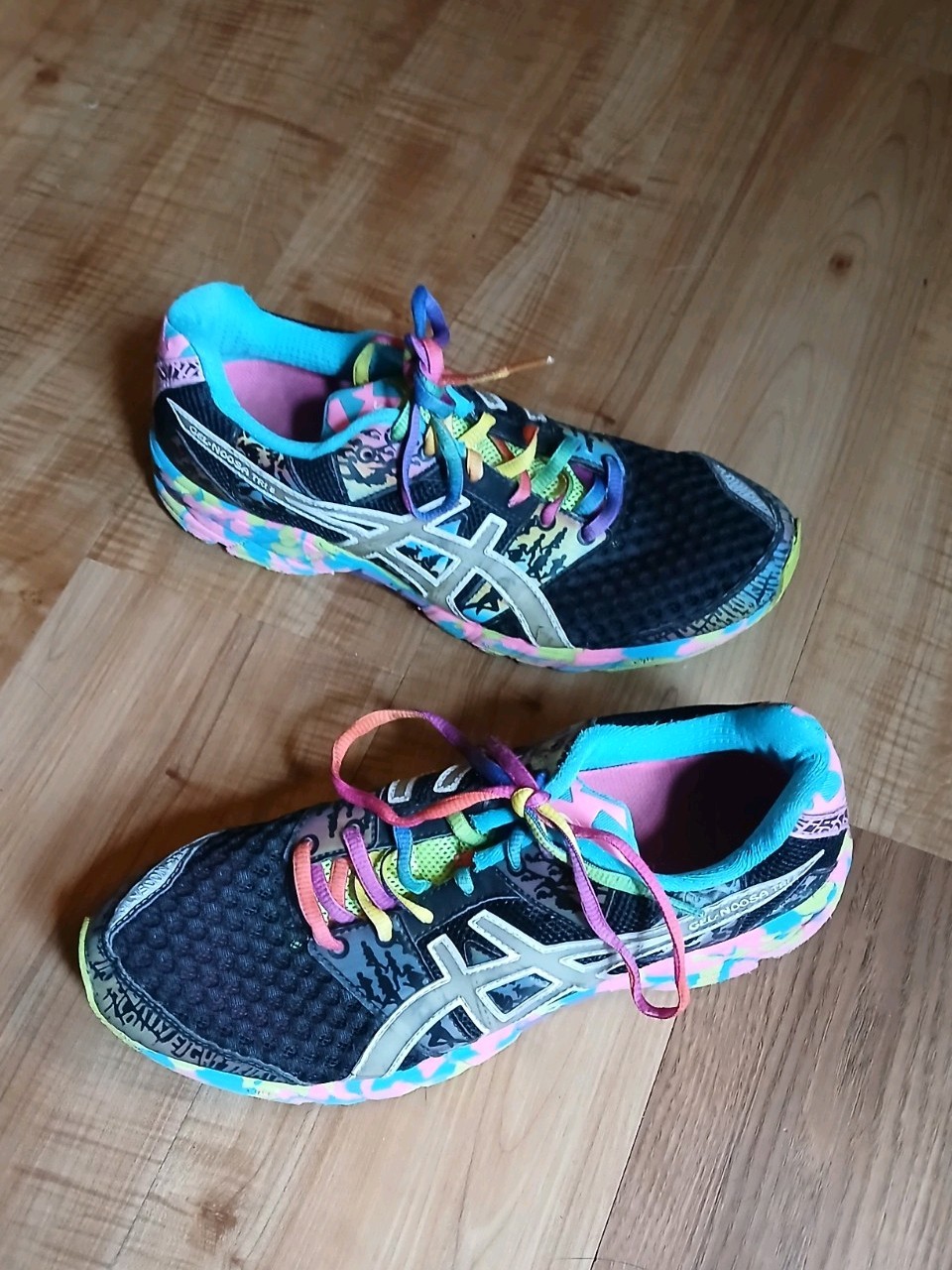 ASICS Gel-Noosa Tri 8 Running Shoes Womens Sz 9 Black Multicolor T356N Racing