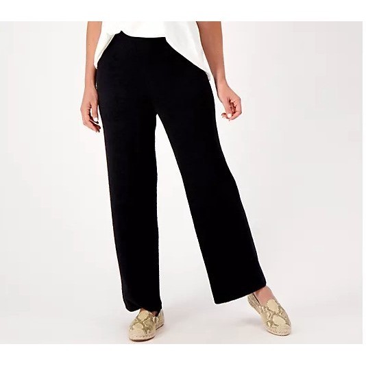 Encore by Idina Menzel Cloud Wide-Leg Pants A550330 Black Size Petite XL NEW