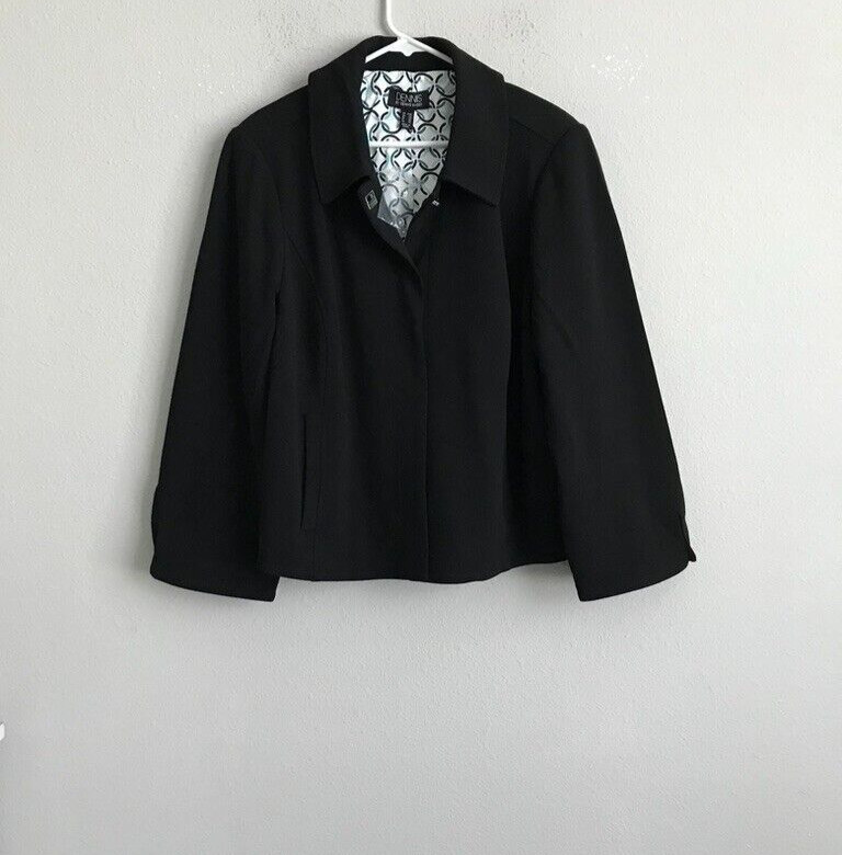 Dennis Basso Luxe Crepe Bracelet Sleeve Jacket – Black (Sz 20W) a479315