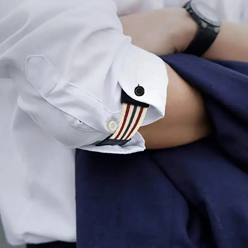 2Pcs Women Men Shirt Cuff Holders Elastic Armband Shirt Sleeve Holder Cufflinks
