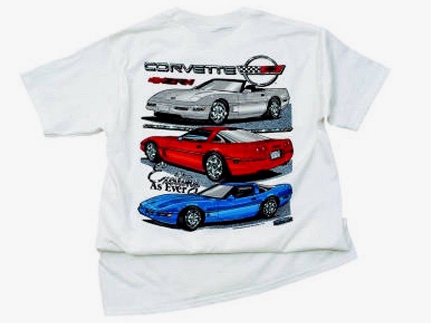 MEN’S C4 CORVETTE T-SHIRT WHITE EXCITING AS EVER 3 C4 VETTE S-XL24.99+2X,3X NEW
