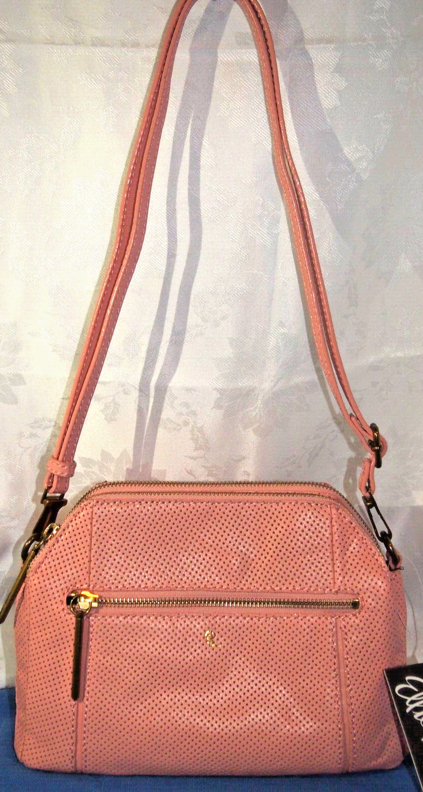 Elliott Lucca FARO Apricot Perforated Leather Crossbody/Shoulder Bag/Clutch-NWT