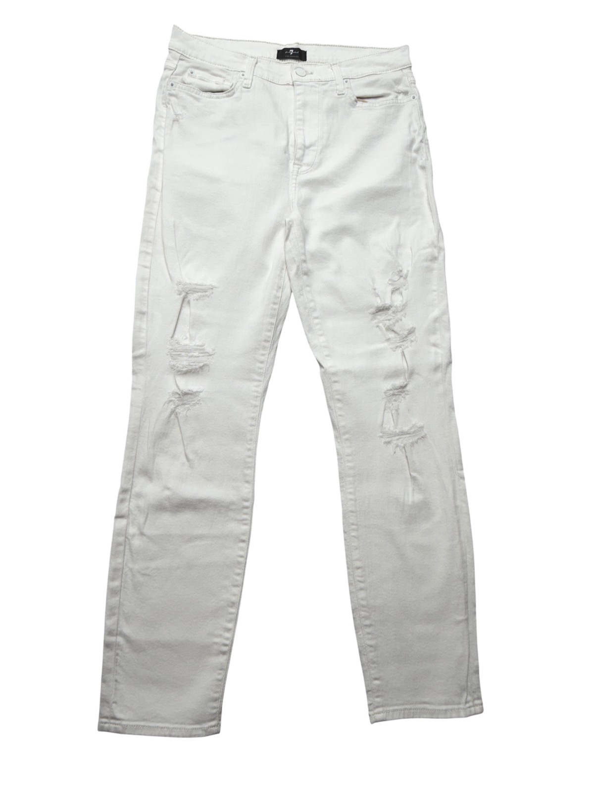 7 For All Mankind Womens Jeans 29×26 White High Waist Ankle Skinny Distressed