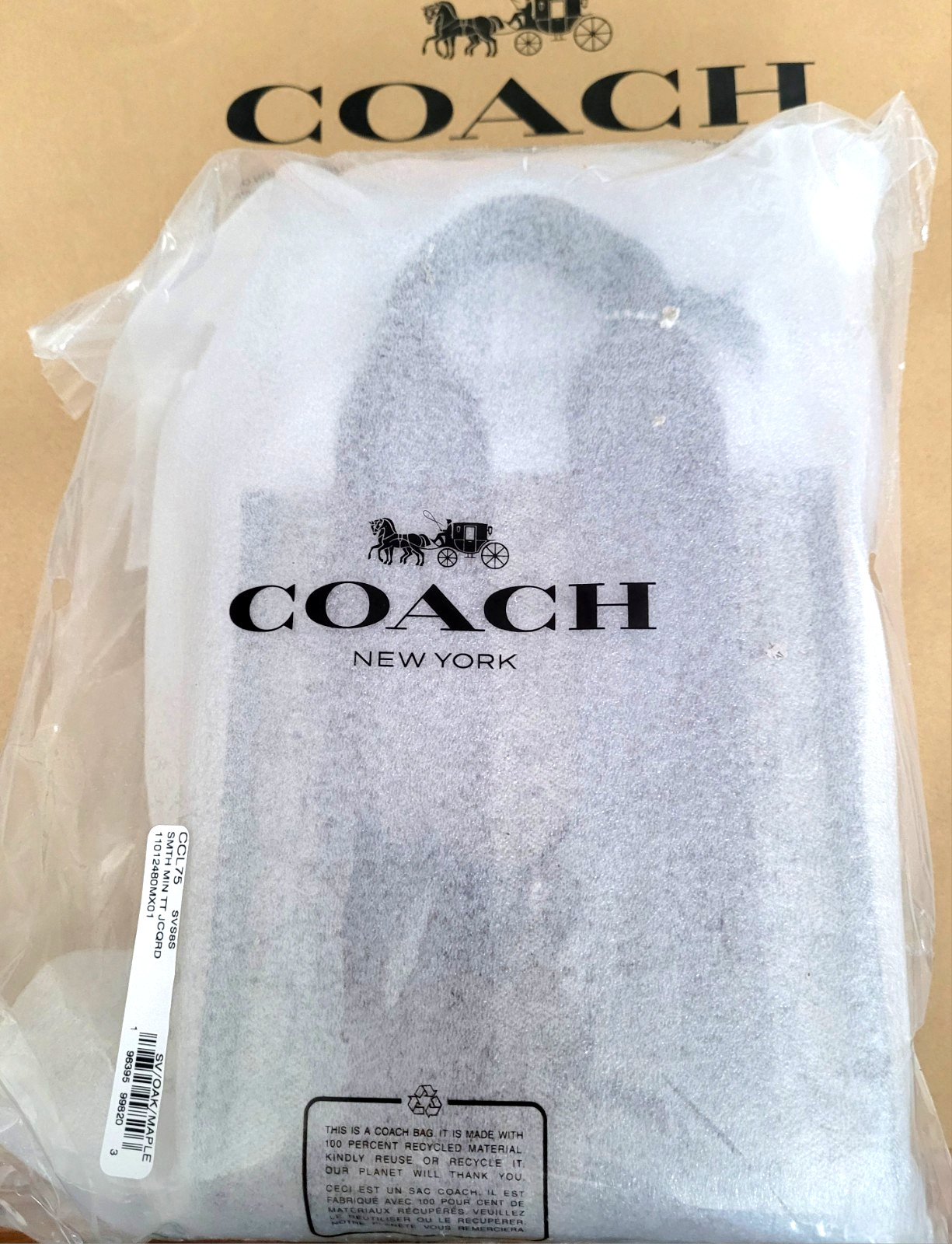 COACH Smith Mini Tote Bag In Signature Jacquard Oak Maple CCL75 BRAND NEW🎀NWT