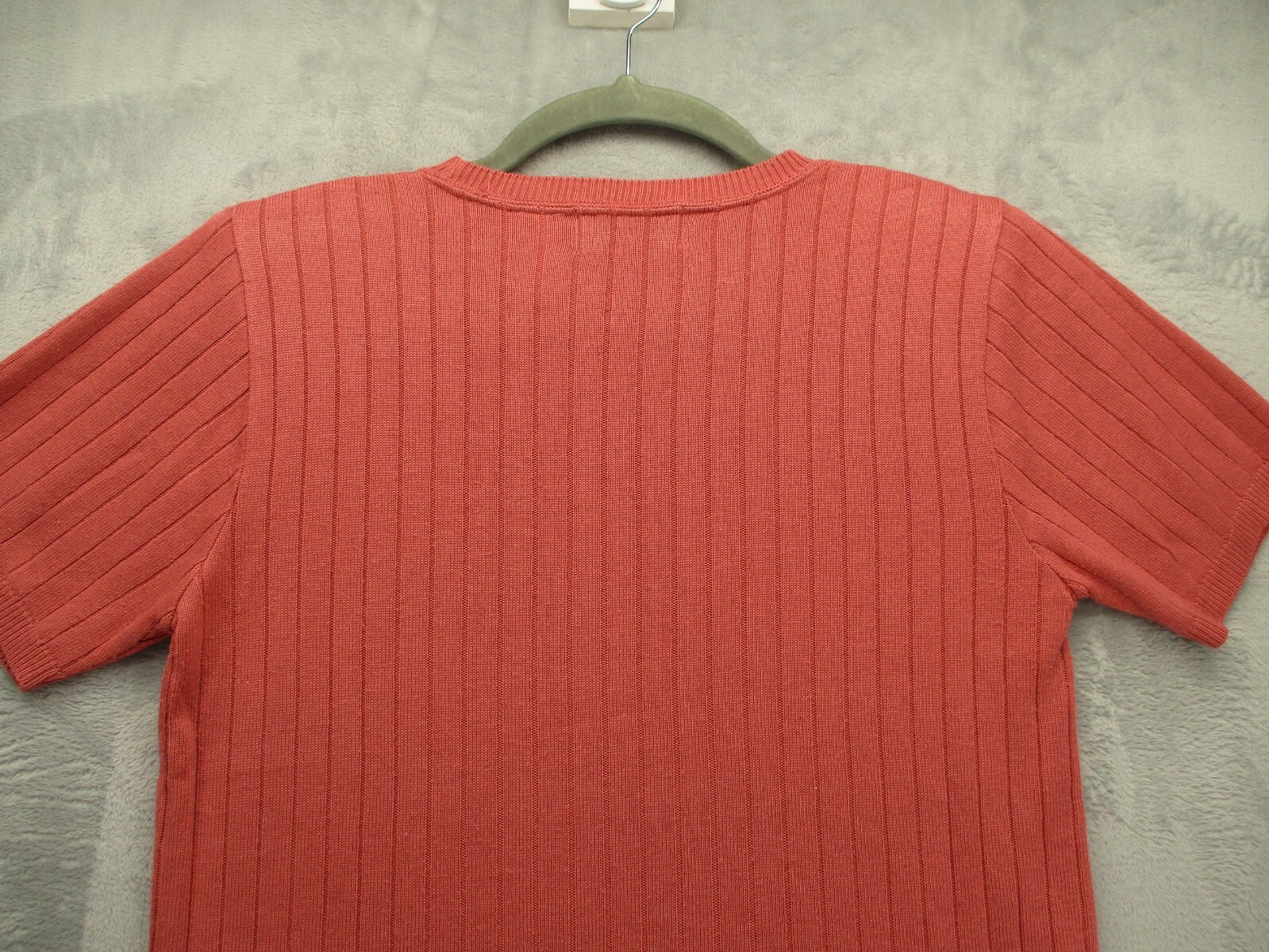 Alfred Dunner Sweater Women’s Small Pink Short Sleeve Tight Knit Shoulder Pads