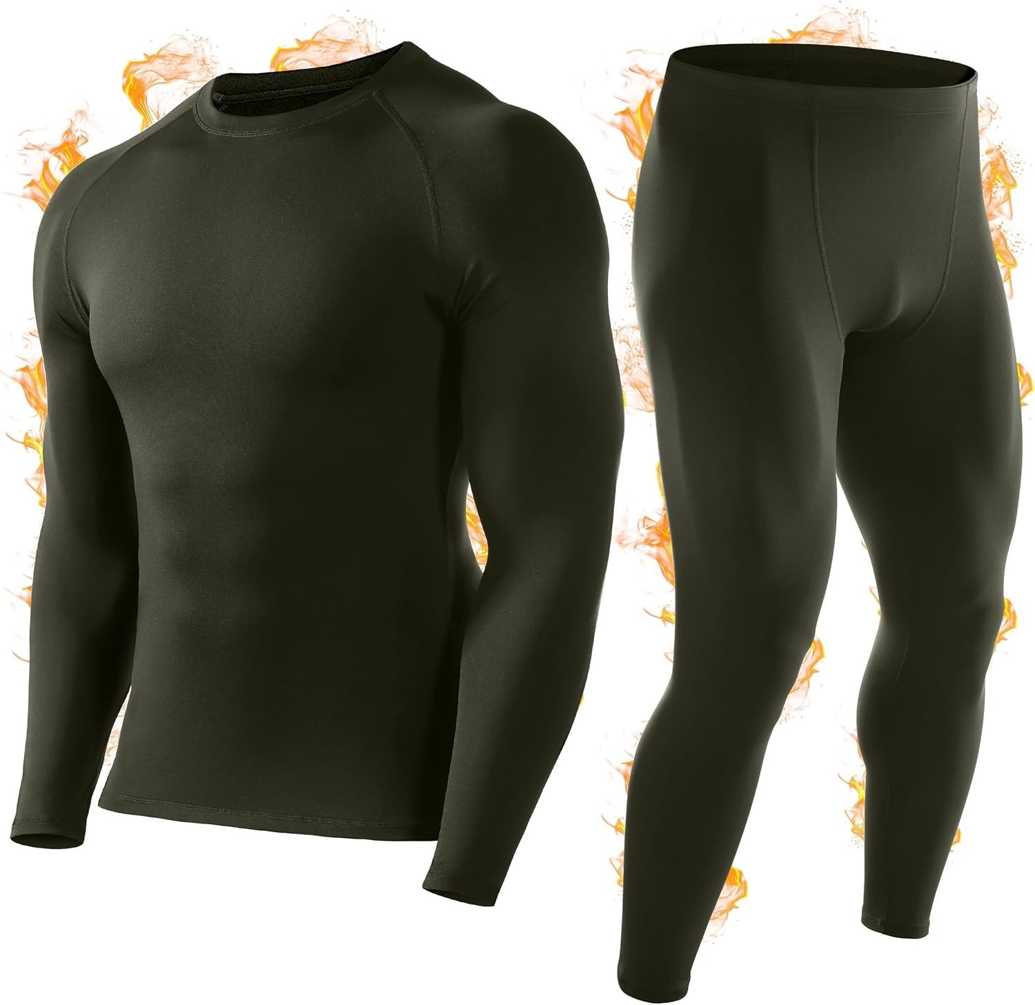 Men Thermal Underwear Set Long Johns Fleece Lined Compression Base Layer Winter
