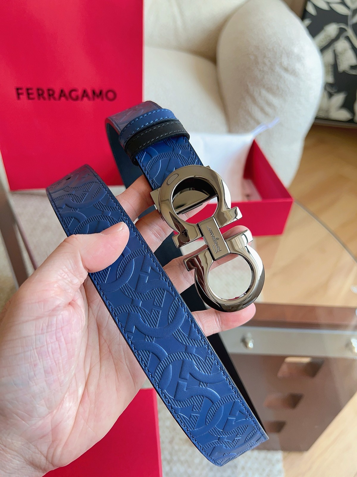 Salvatore Ferragamo Gancini Men’s Reversible Leather Belt