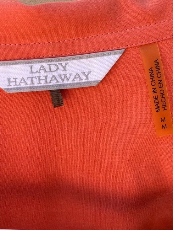 Lady Hathaway Salmon Silk Button Down Shirt-Pockets Sz Med