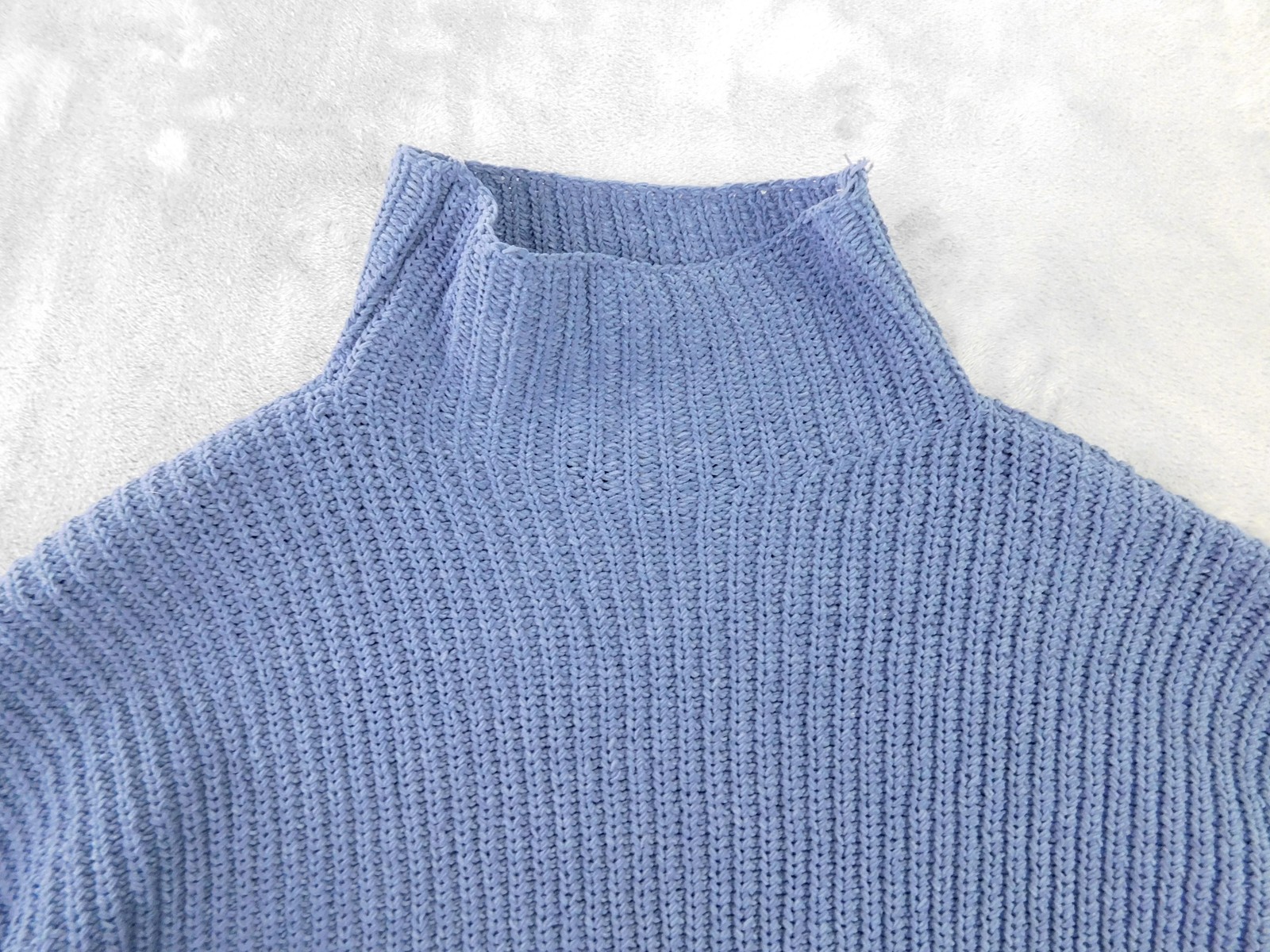 Aerie Sweater Womens XS Blue Mock Neck Chunky Knit Pullover Relaxed Boxy Cozy