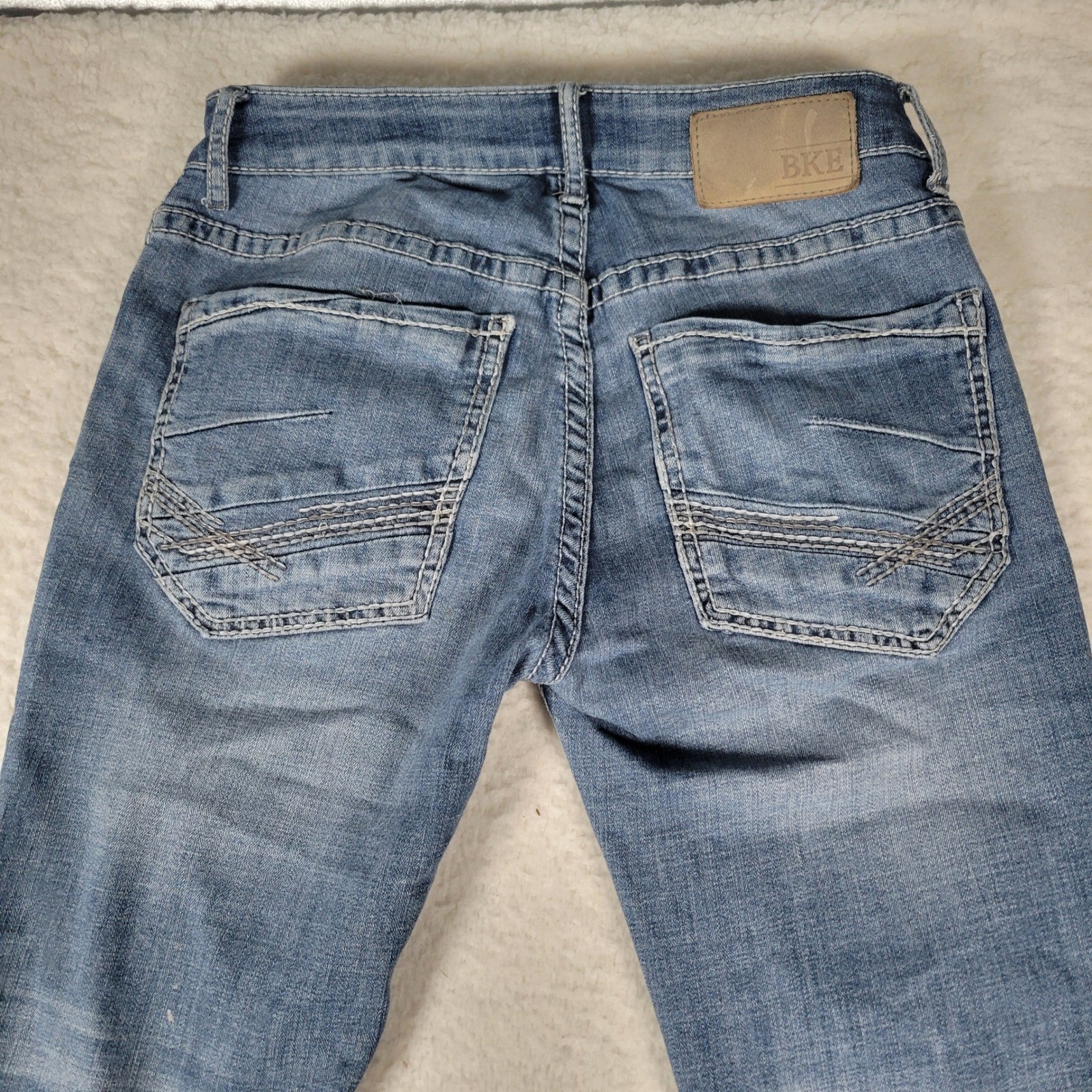 BKE Aiden Jeans Mens 30S Medium Wash Blue Slim Straight Stretch Denim Pants