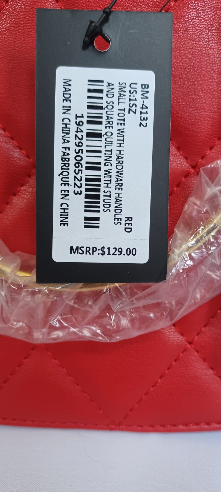 Badgley Mischka Red Quilted Bag With Gold Accents New With Tags