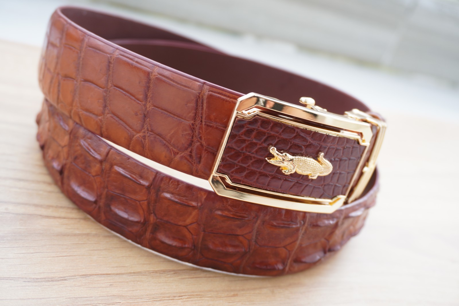 Red Brown Genuine CROCODILE Hornback LEATHER Skin Men’s Belt -W 1.5 inch # C56