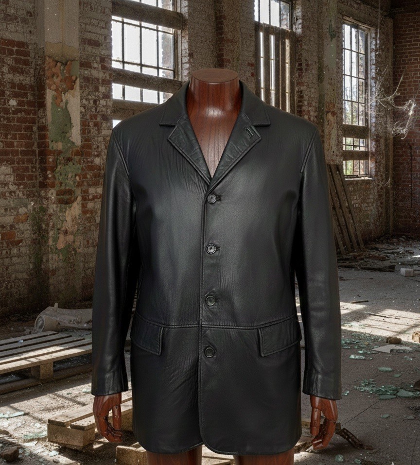 Hugo Boss Lamb Leather 26/2 Italian Nappa Black Jacket Mens 48 Medium Vintage