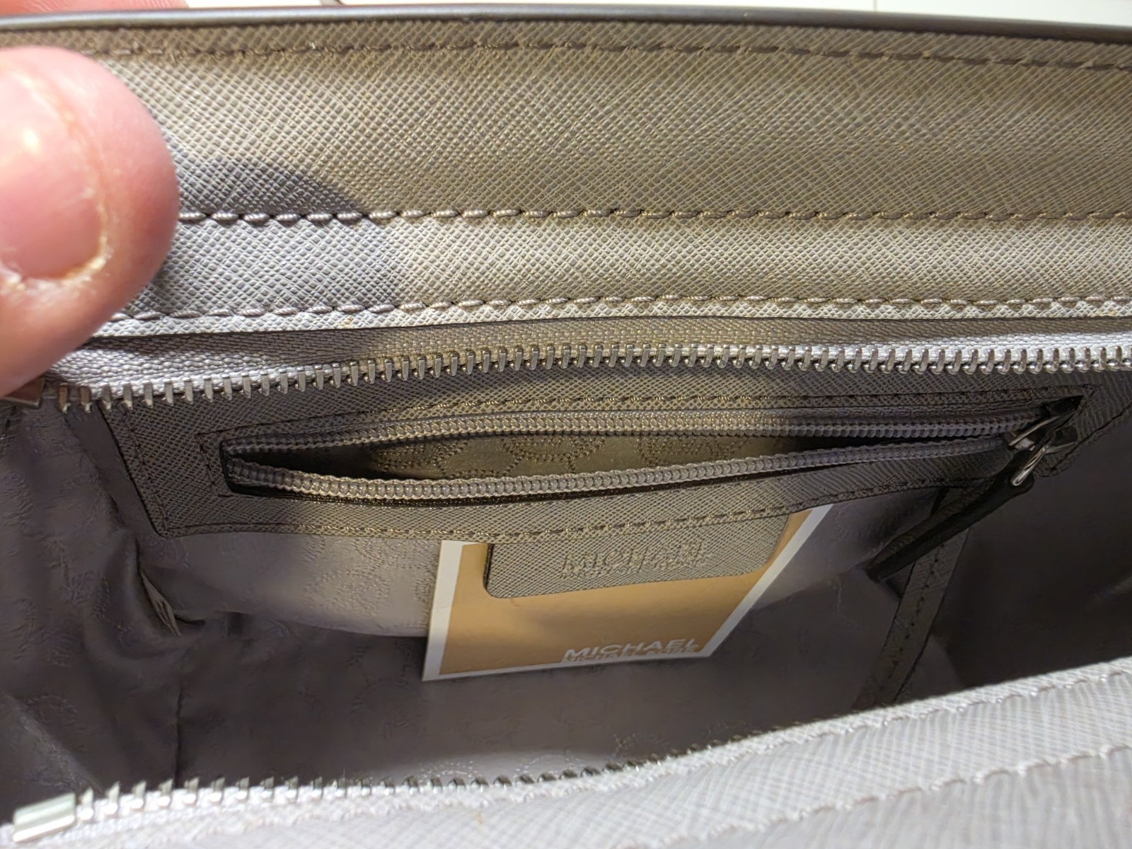 Michael Kors Studded Crossbody Bag Gray Zip Closure Silver Hardware Pockets