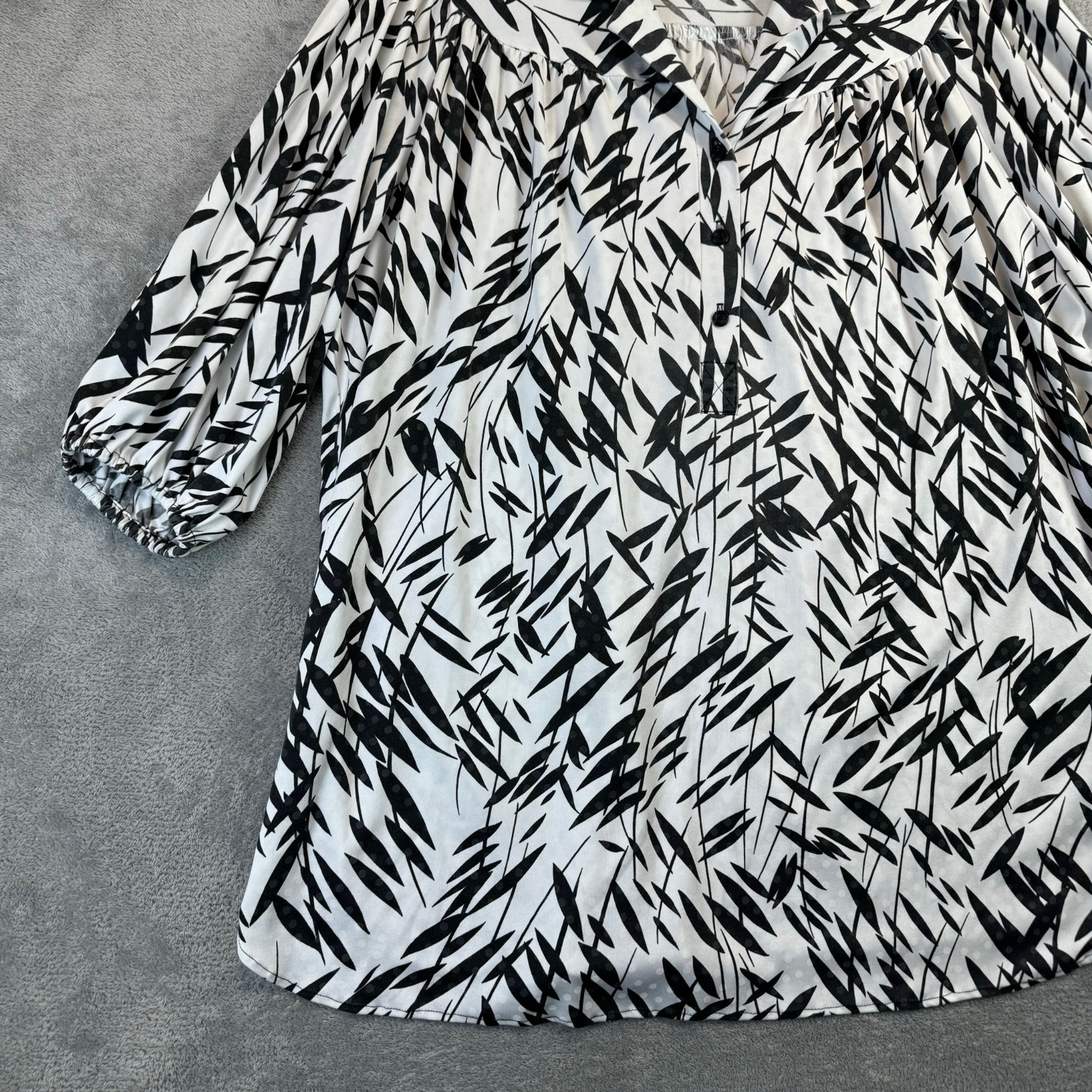 Top Notch Shirt Womens 4X White Floral Button Front Vintage 3/4 Sleeve Casual