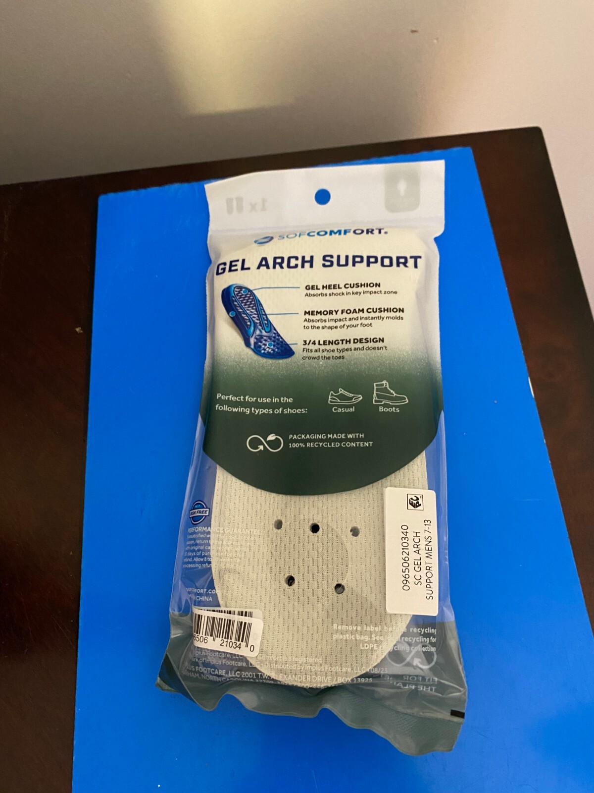 NEW MEN’S SIZE 7-13 SOF COMFORT GEL ARCH SUPPORT MEMORY FOAM INSOLE-TRIM TO FIT