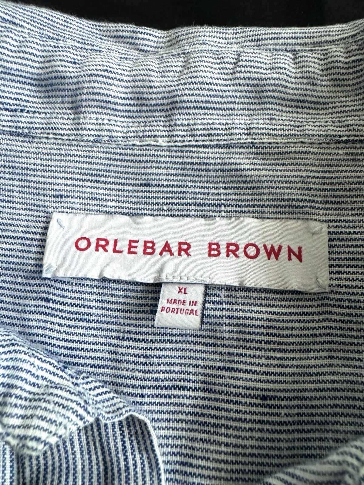 Orlebar Brown size XL long sleeve linen top polo blue stripes Portugal