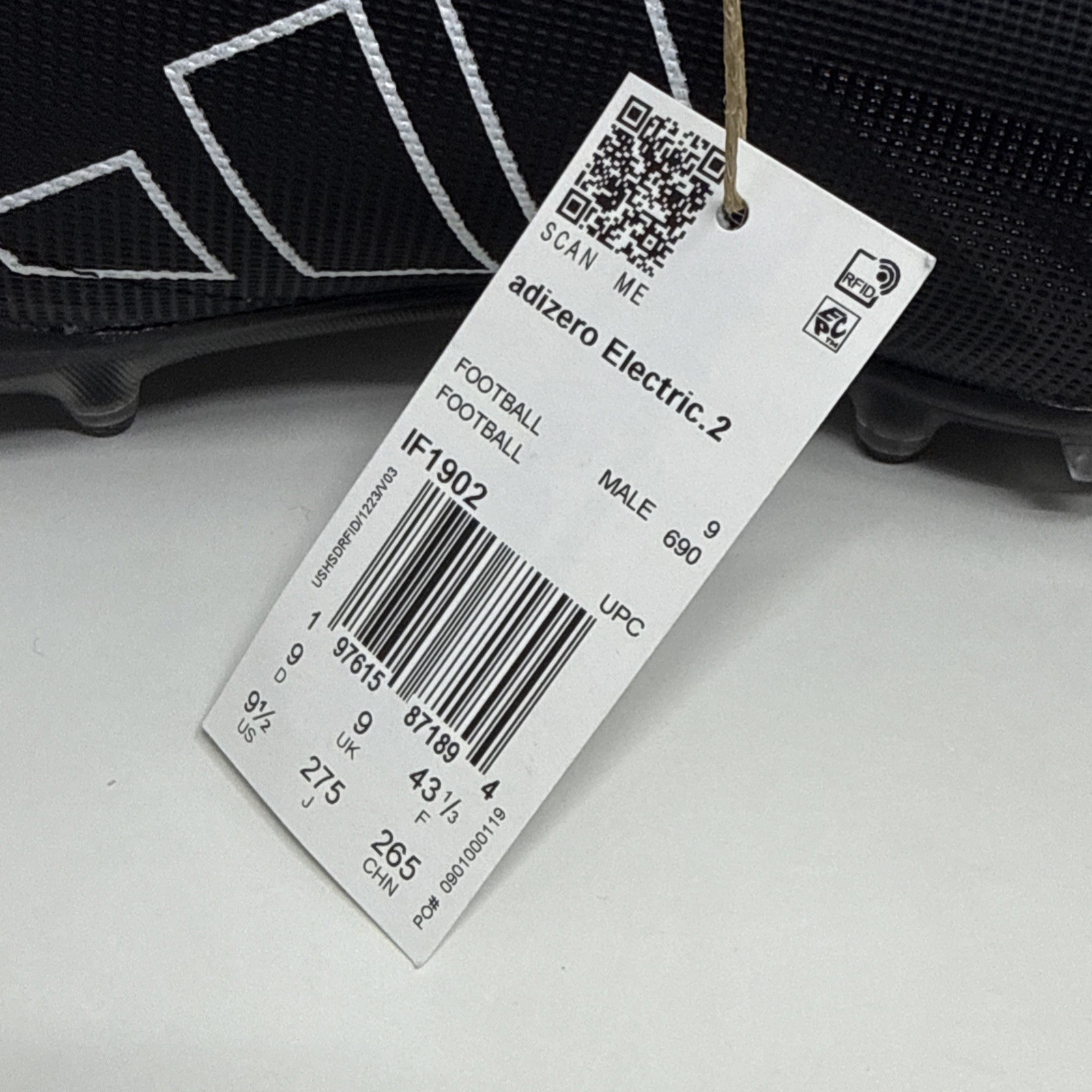 NEW adidas Electric.2 Black White Low Football Cleats IF1902 Size 9.5